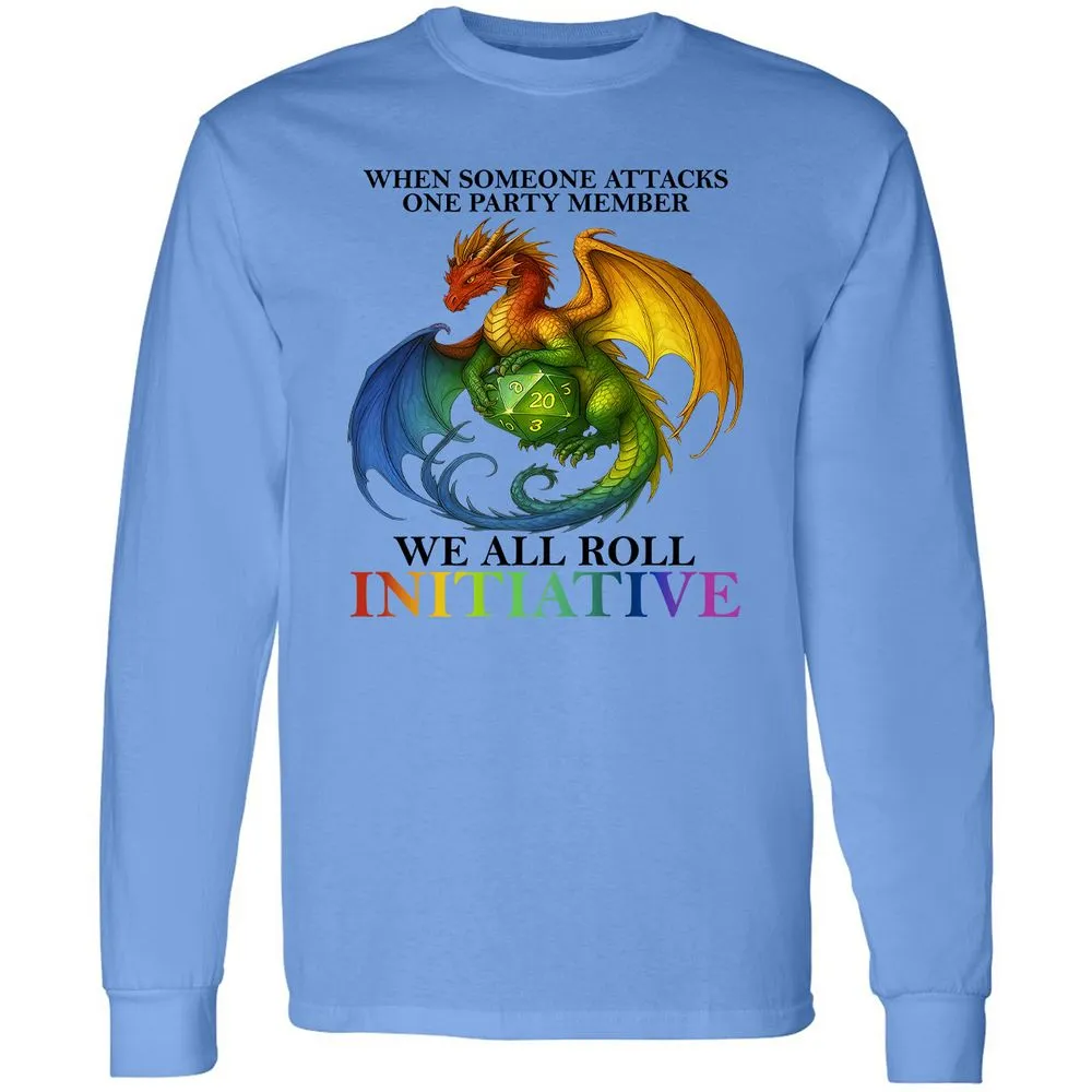 Dragon We All Roll For Initiative Long Sleeve T-Shirt - Carolina Blue - 12