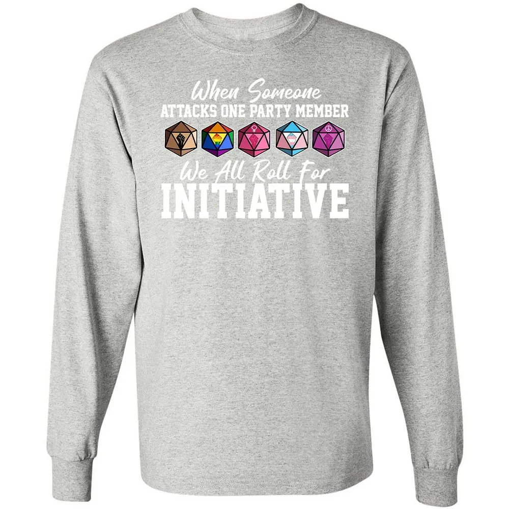 LGBT Roll For Initiative Long Sleeve T-Shirt - Ash - 7