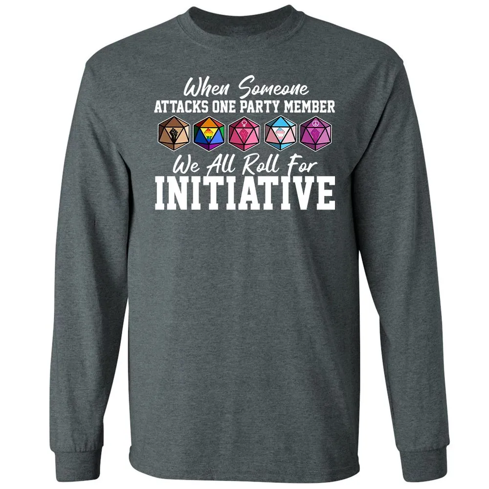 LGBT Roll For Initiative Long Sleeve T-Shirt - Dark Heather - 15
