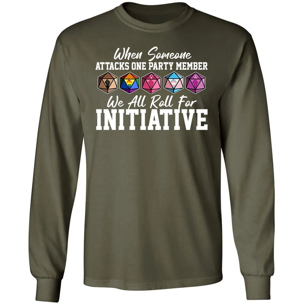 LGBT Roll For Initiative Long Sleeve T-Shirt - Military Green - 16