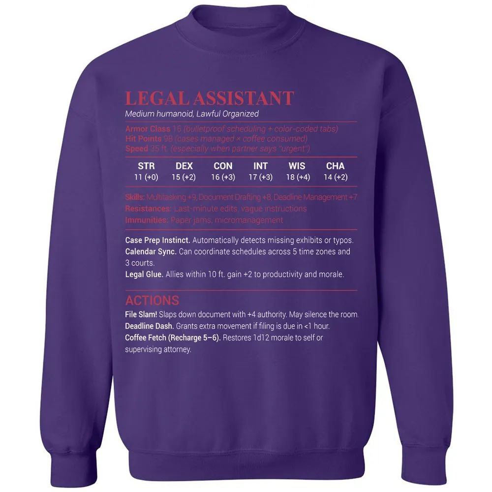 Legal Assistant Classic Unisex Sweatshirt - Purple - 6