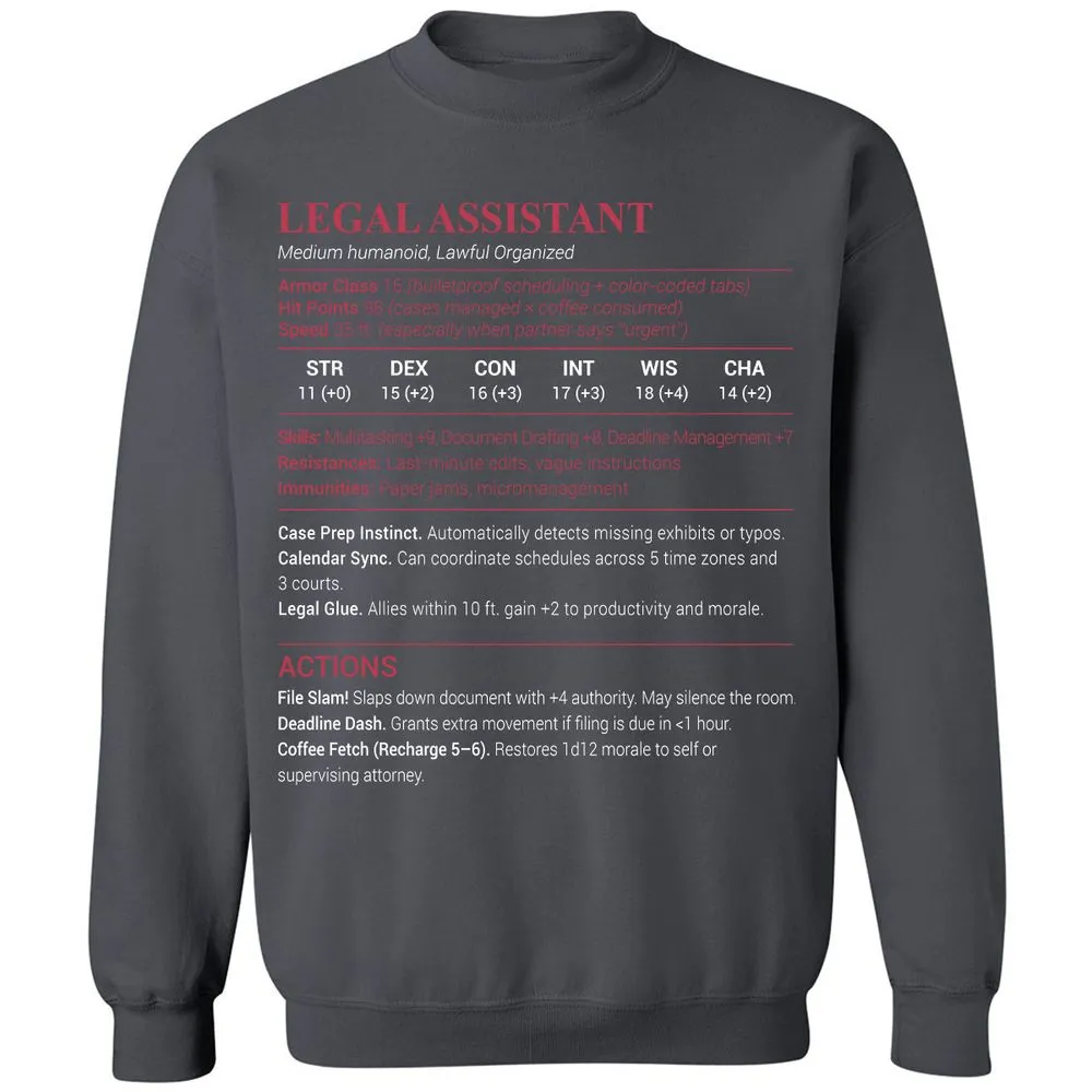 Legal Assistant Classic Unisex Sweatshirt - Charcoal - 7