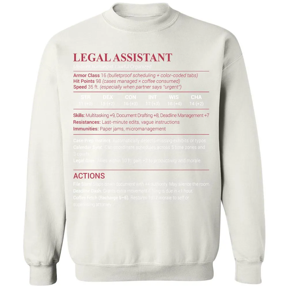 Legal Assistant Classic Unisex Sweatshirt - White - 12