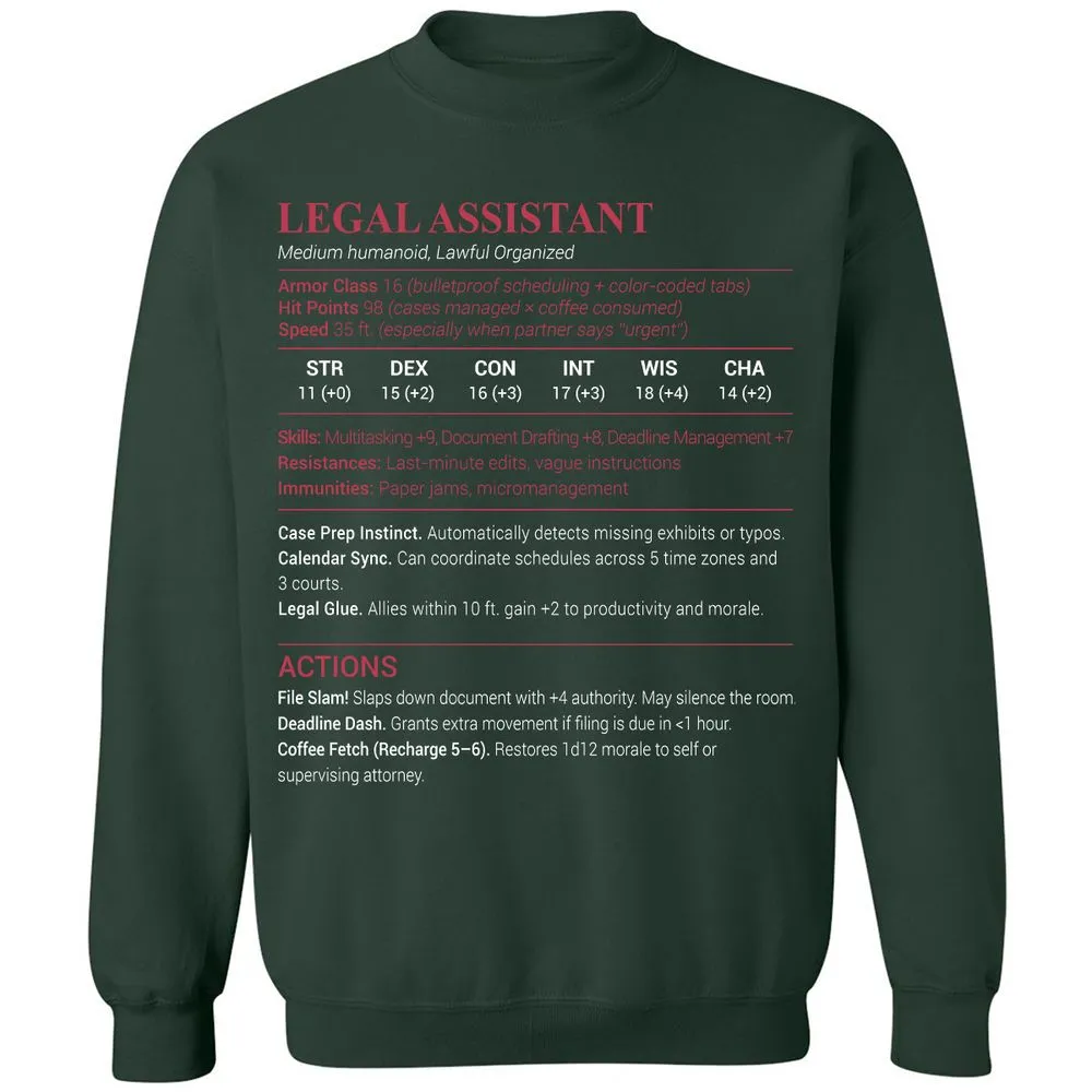 Legal Assistant Classic Unisex Sweatshirt - Forest Green - 4