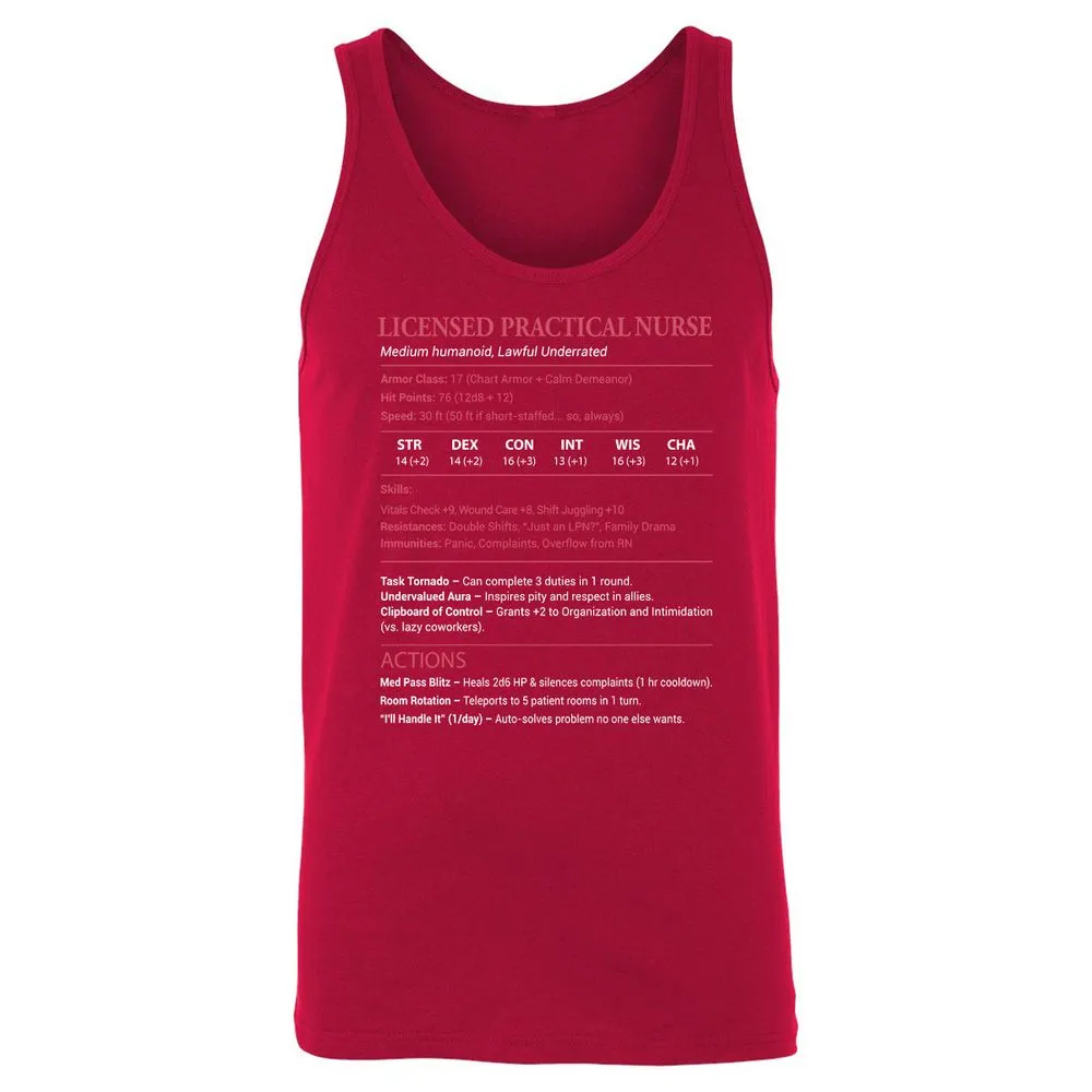 Licensed Practical Nurse LPN Unisex Jersey Tank - Red - 11