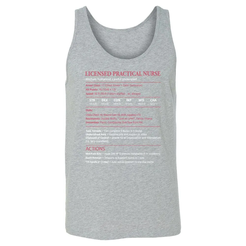 Licensed Practical Nurse LPN Unisex Jersey Tank - Athletic Heather - 4
