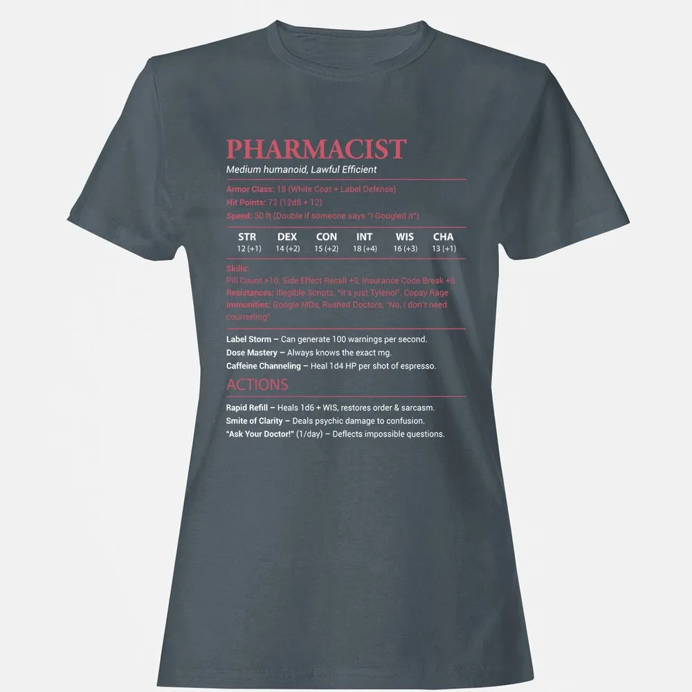 Pharmacist Stats Women's T-Shirt - Charcoal - 3