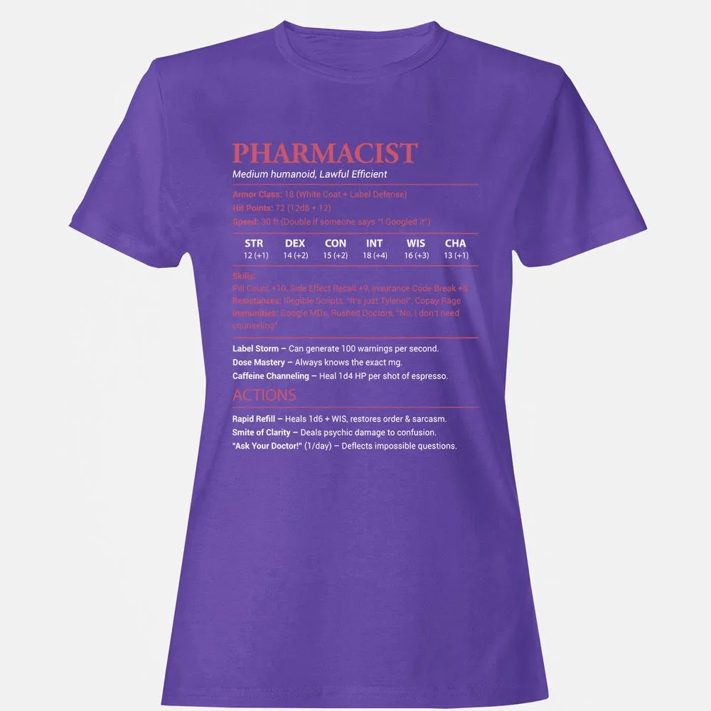 Pharmacist Stats Women's T-Shirt - Purple - 12