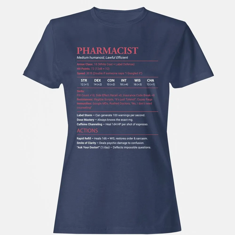 Pharmacist Stats Women's T-Shirt - Navy - 10
