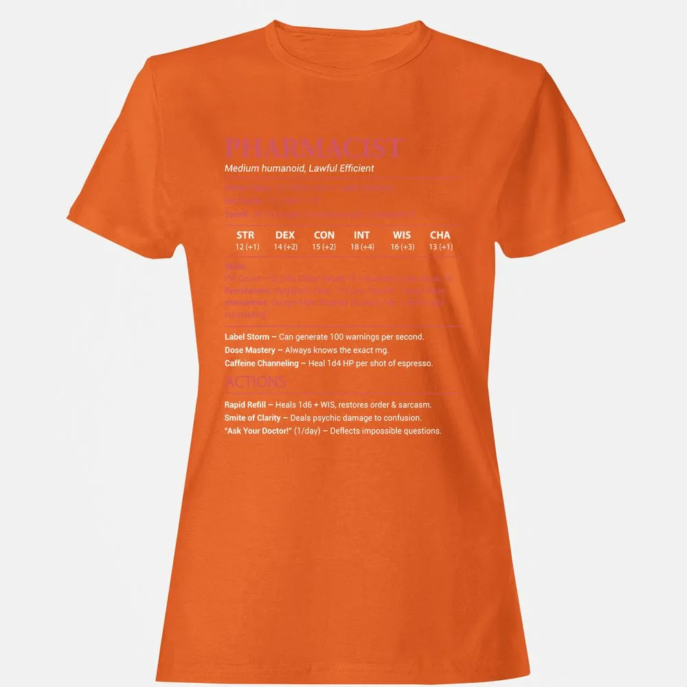 Pharmacist Stats Women's T-Shirt - Orange - 11