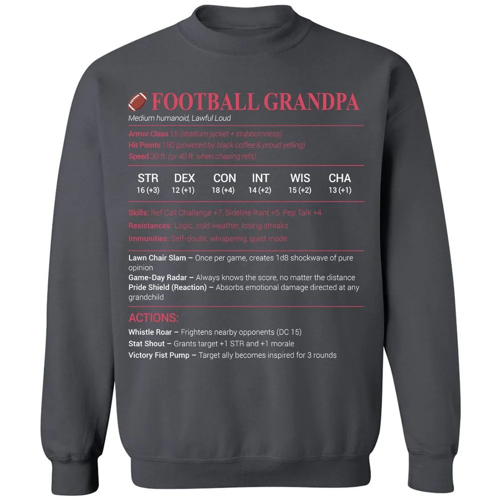 Football Grandpa Classic Unisex Sweatshirt - Charcoal - 7