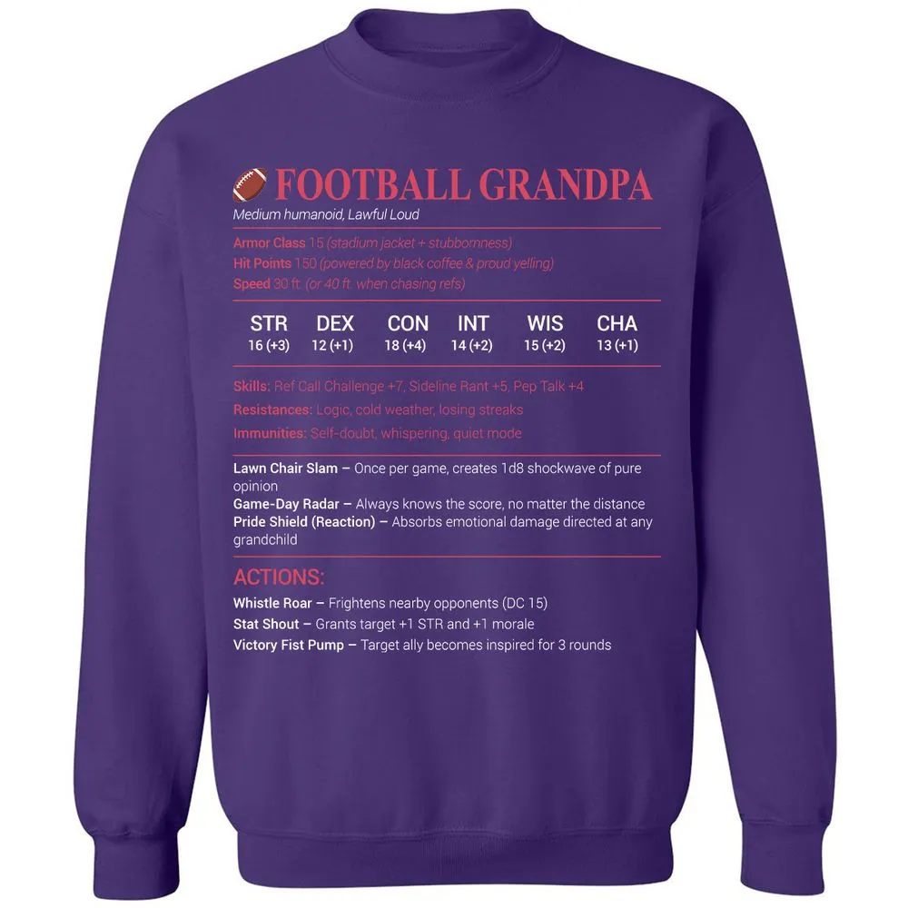 Football Grandpa Classic Unisex Sweatshirt - Purple - 6
