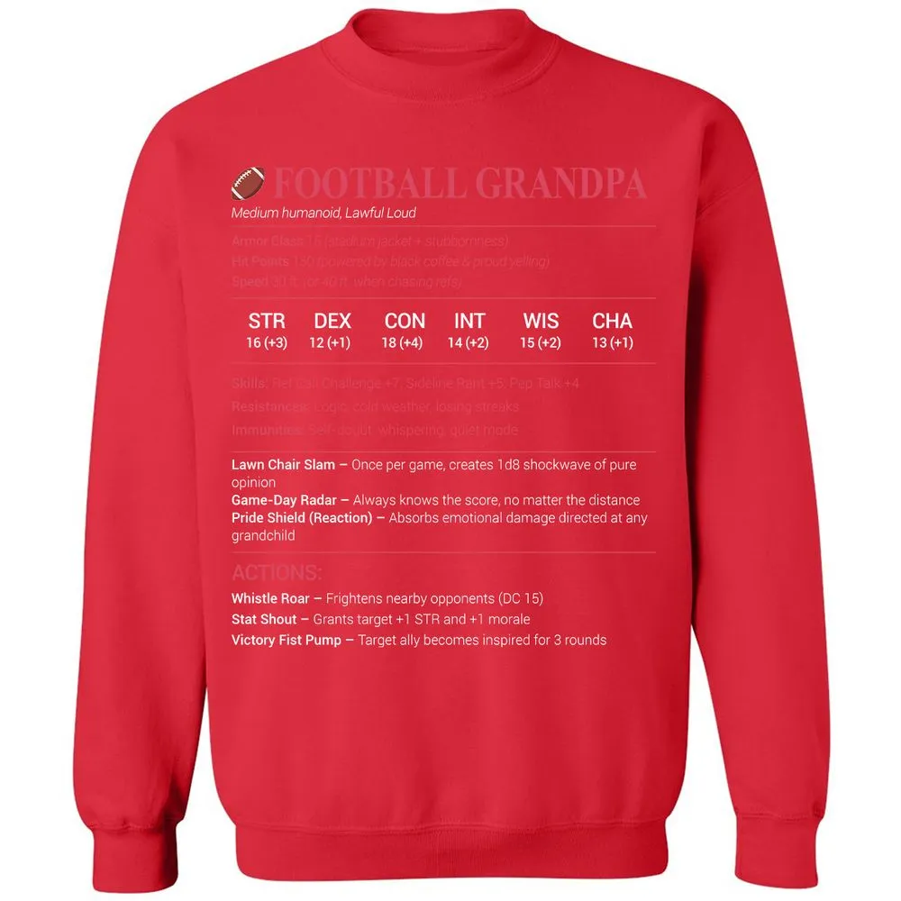 Football Grandpa Classic Unisex Sweatshirt - Red - 5