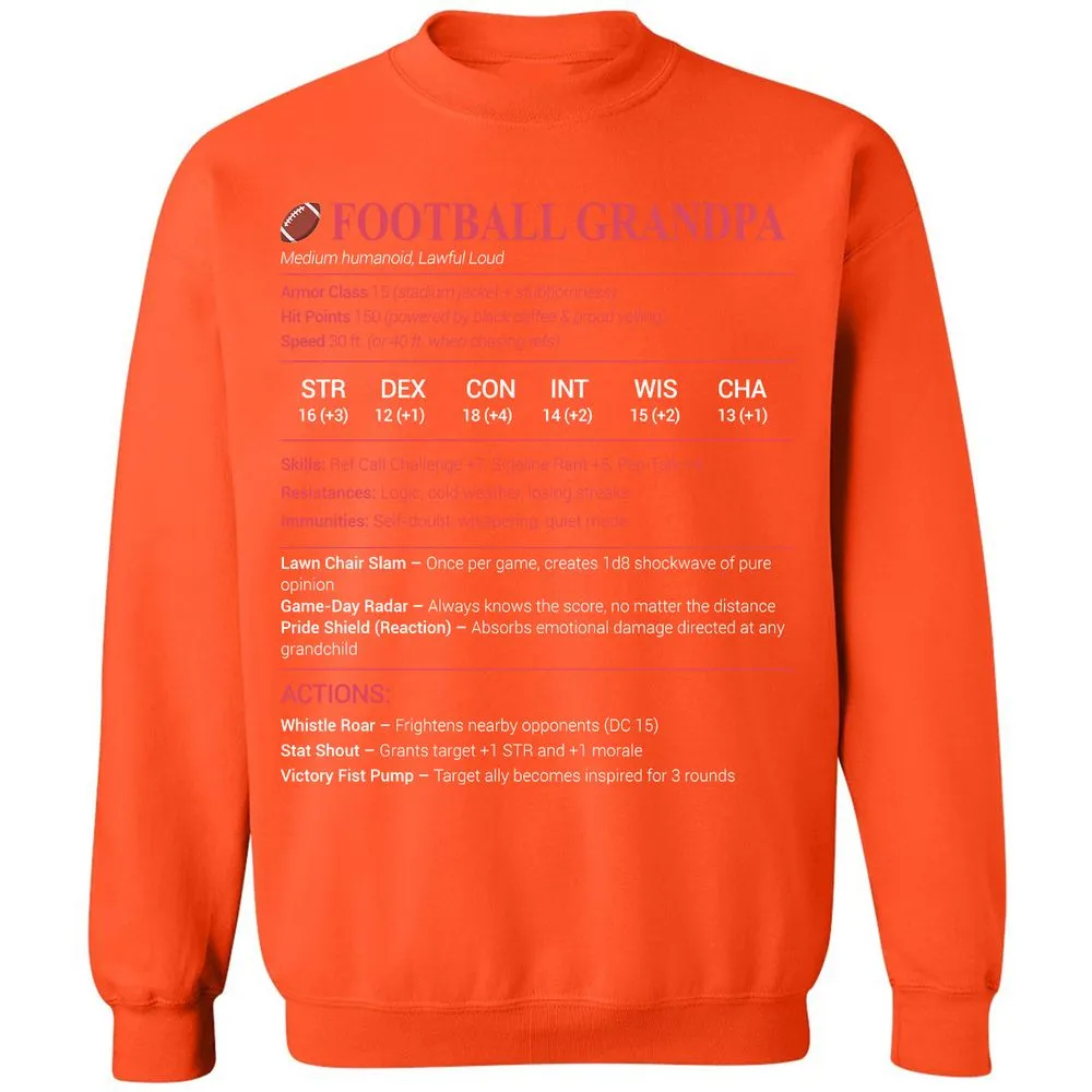 Football Grandpa Classic Unisex Sweatshirt - Orange - 10