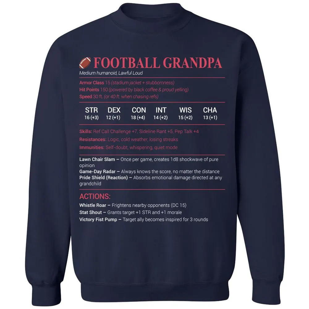 Football Grandpa Classic Unisex Sweatshirt - Navy - 2