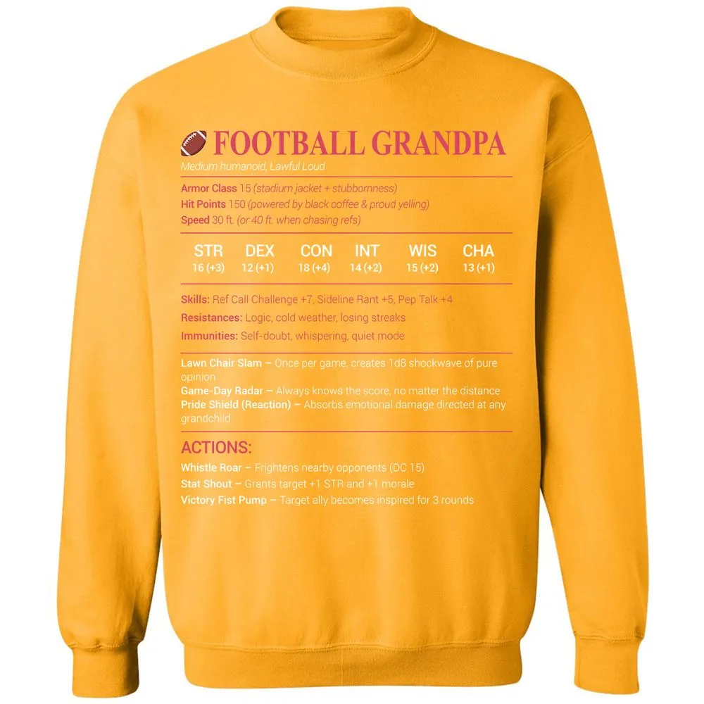 Football Grandpa Classic Unisex Sweatshirt - Gold - 11