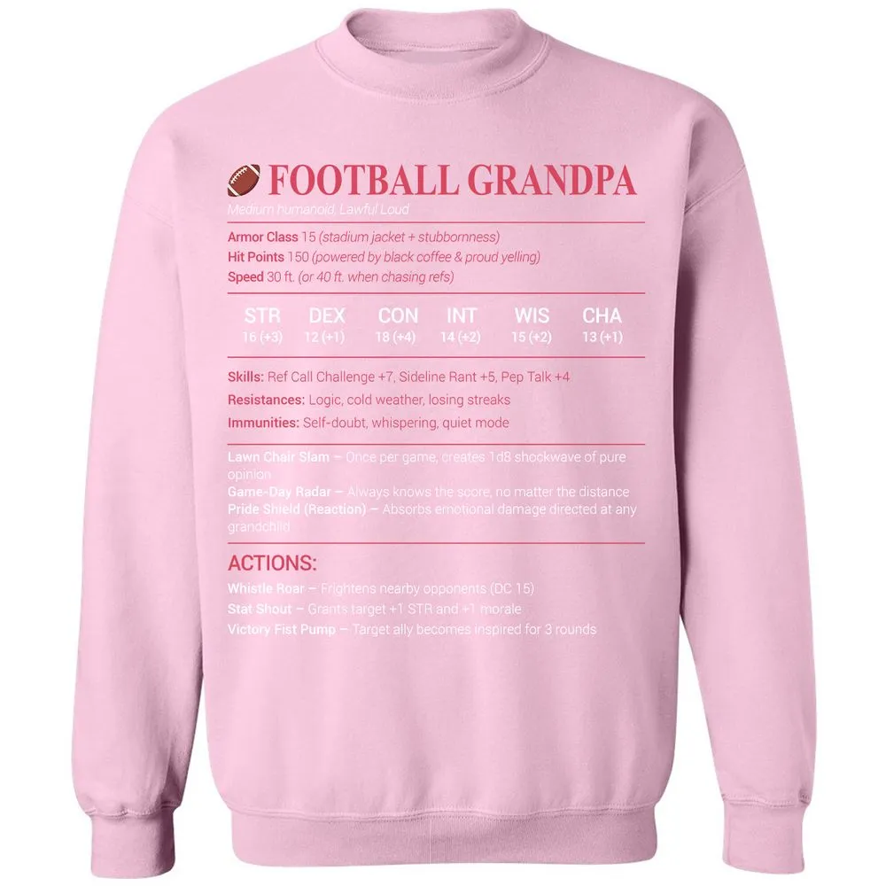 Football Grandpa Classic Unisex Sweatshirt - Light Pink - 3