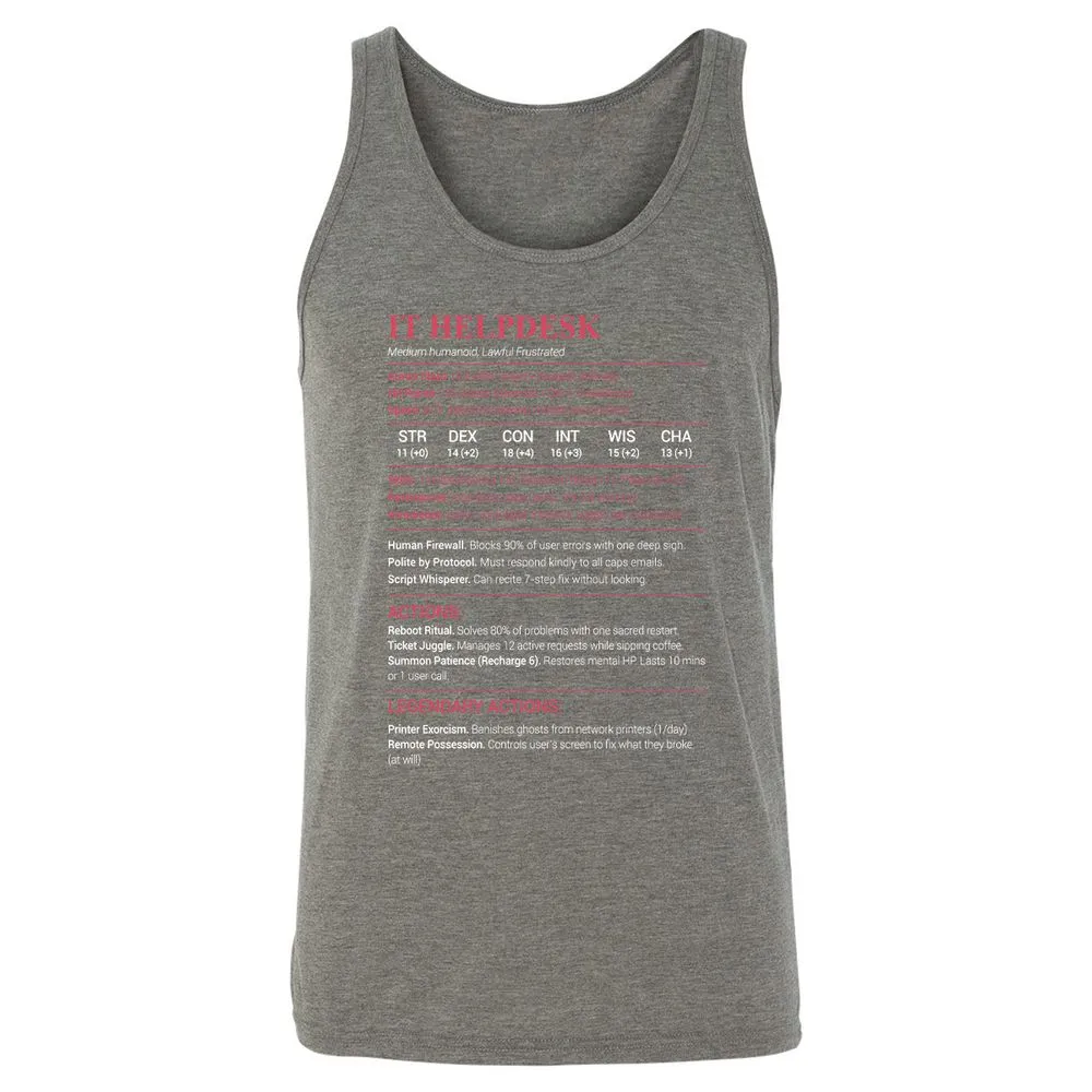 IT Helpdesk Unisex Jersey Tank - Grey Triblend - 8