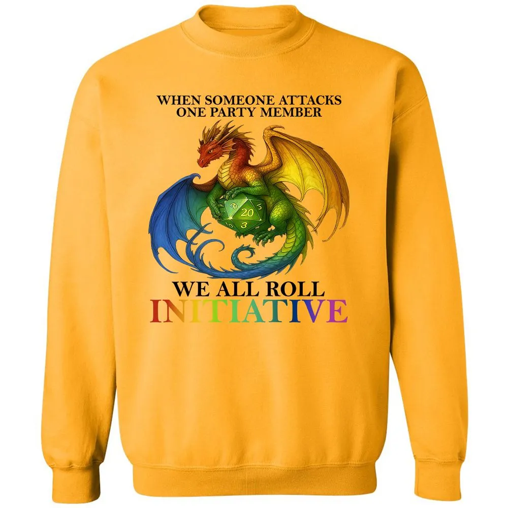 Dragon We All Roll For Initiative Classic Unisex Sweatshirt - Gold - 11