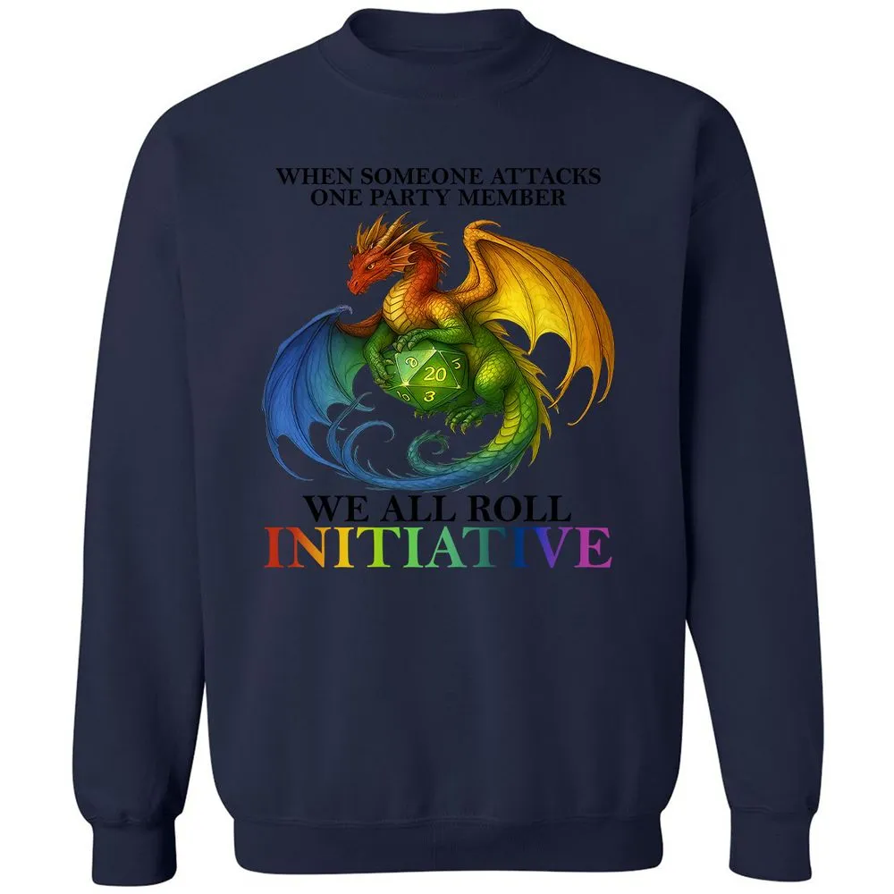 Dragon We All Roll For Initiative Classic Unisex Sweatshirt - Navy - 2