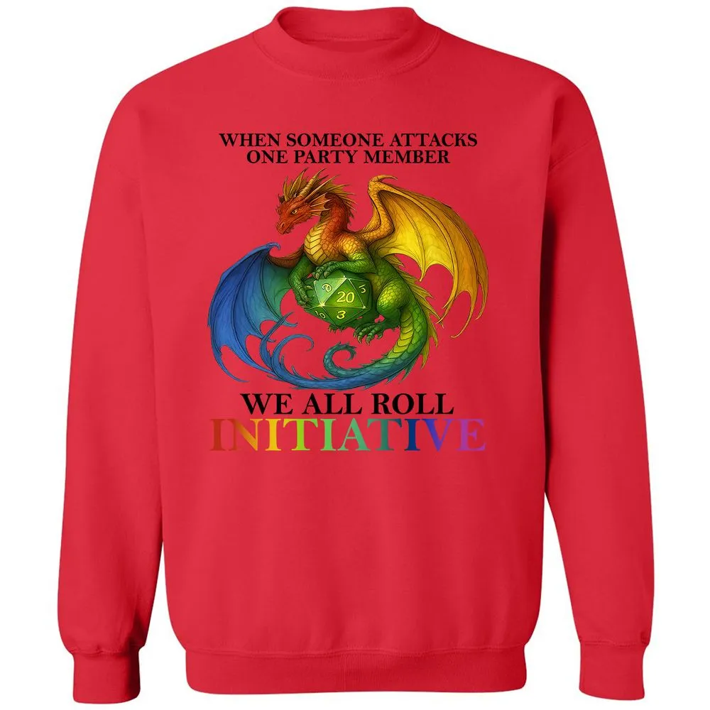 Dragon We All Roll For Initiative Classic Unisex Sweatshirt - Red - 5