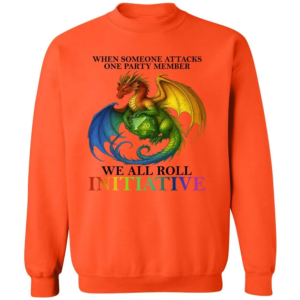 Dragon We All Roll For Initiative Classic Unisex Sweatshirt - Orange - 10