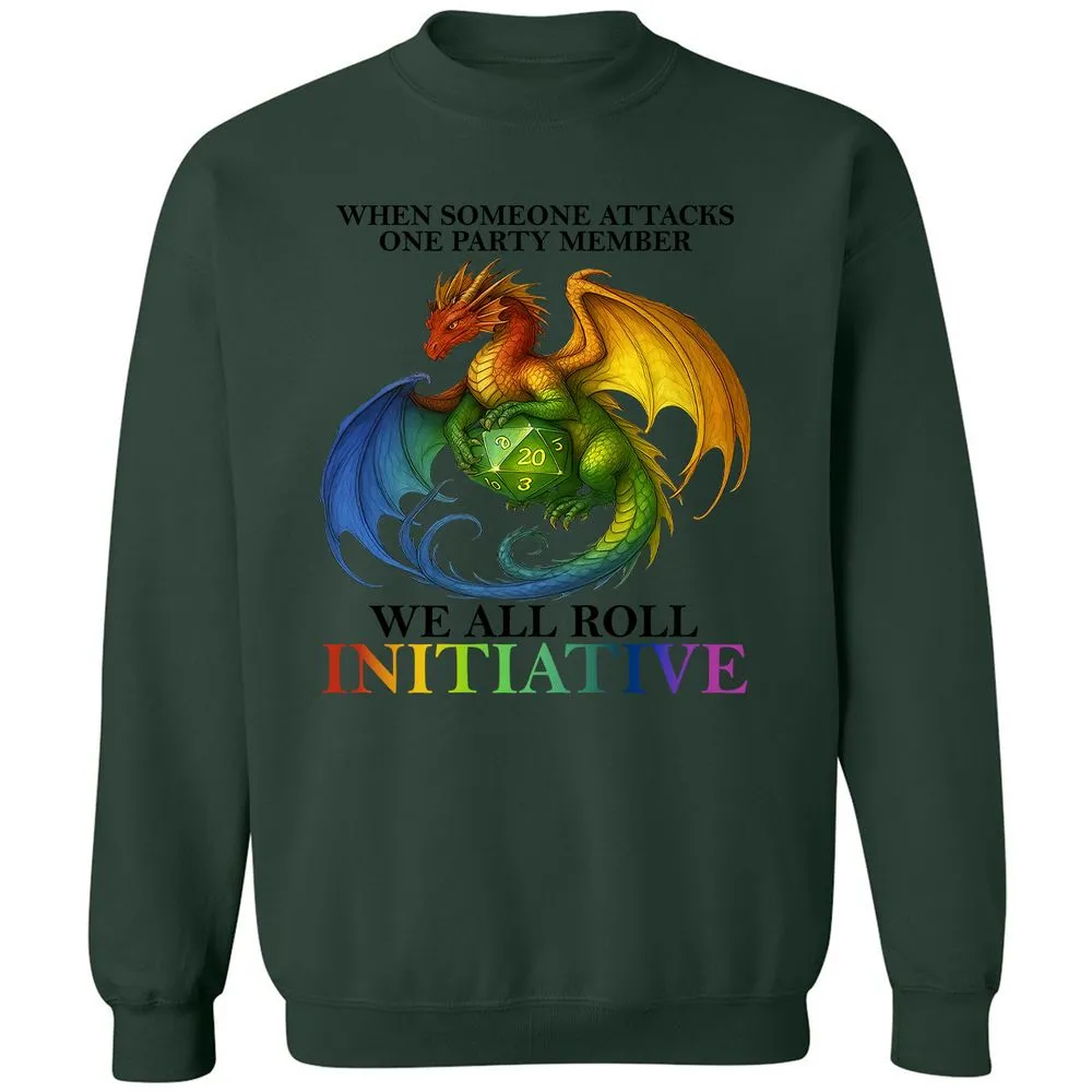 Dragon We All Roll For Initiative Classic Unisex Sweatshirt - Forest Green - 4