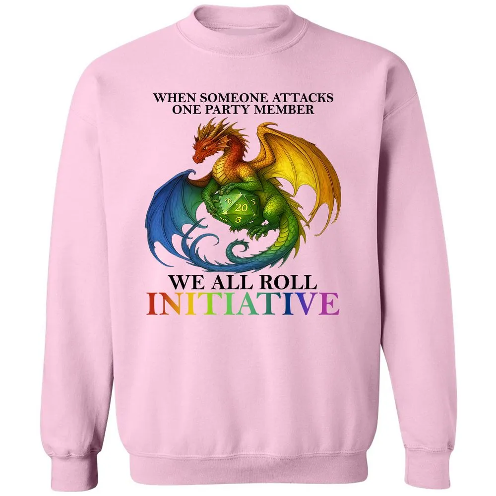 Dragon We All Roll For Initiative Classic Unisex Sweatshirt - Light Pink - 3