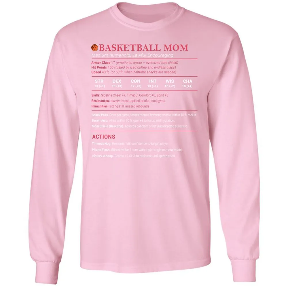 Basketball Mom Long Sleeve T-Shirt - Light Pink - 3