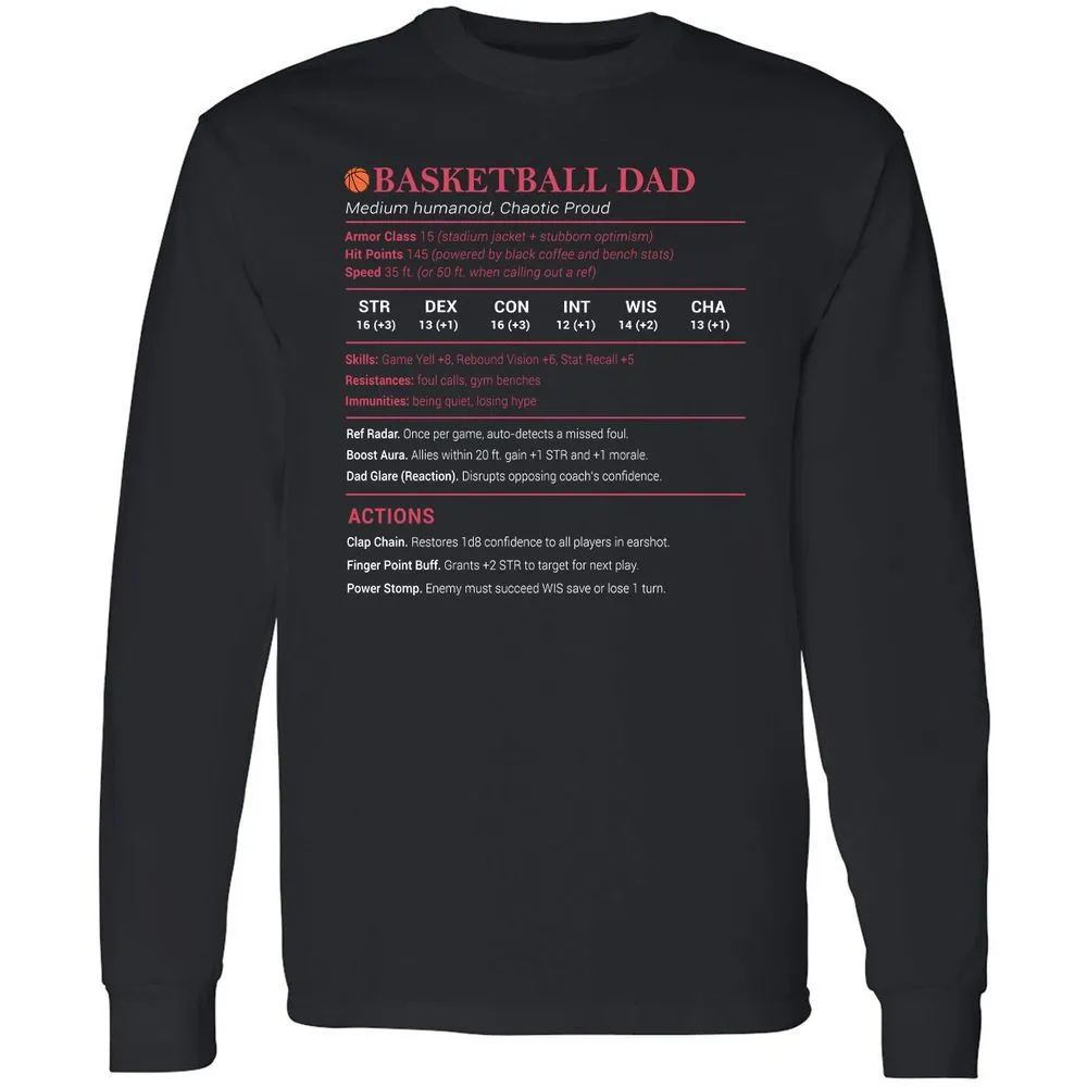 Basketball Dad Long Sleeve T-Shirt - Black - 1