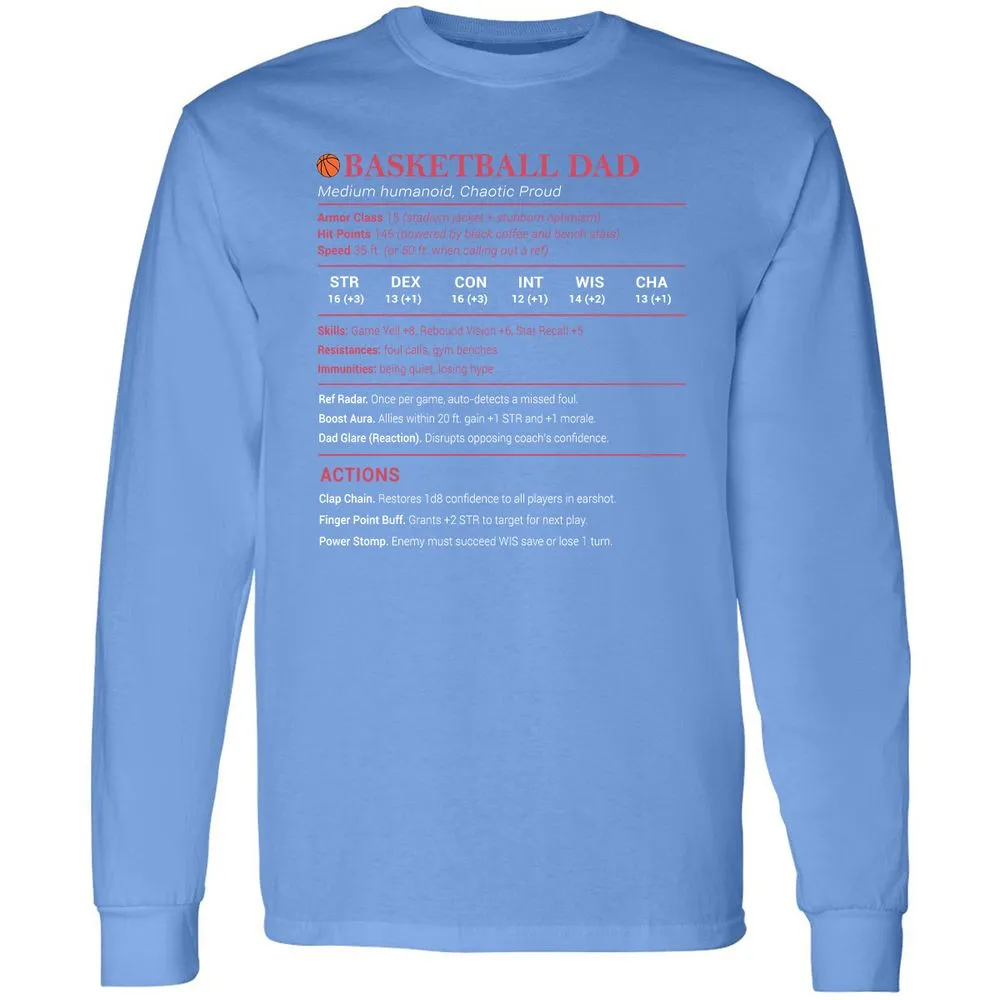 Basketball Dad Long Sleeve T-Shirt - Carolina Blue - 12