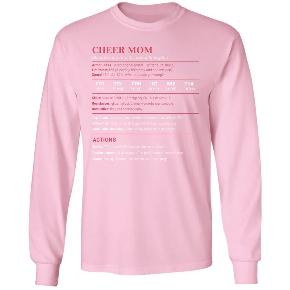 Cheer Mom Long Sleeve T-Shirt - Light Pink - 3