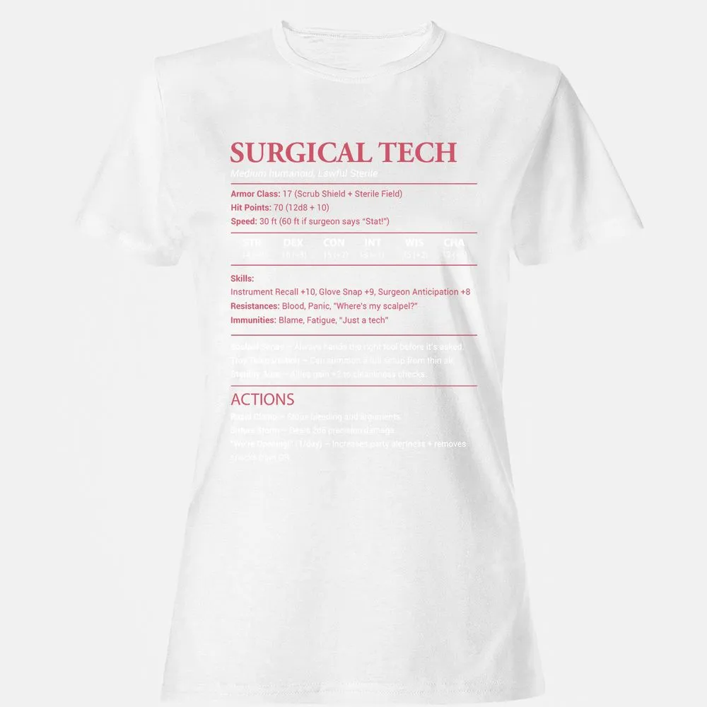 Surgical Tech Women's T-Shirt - White - 16