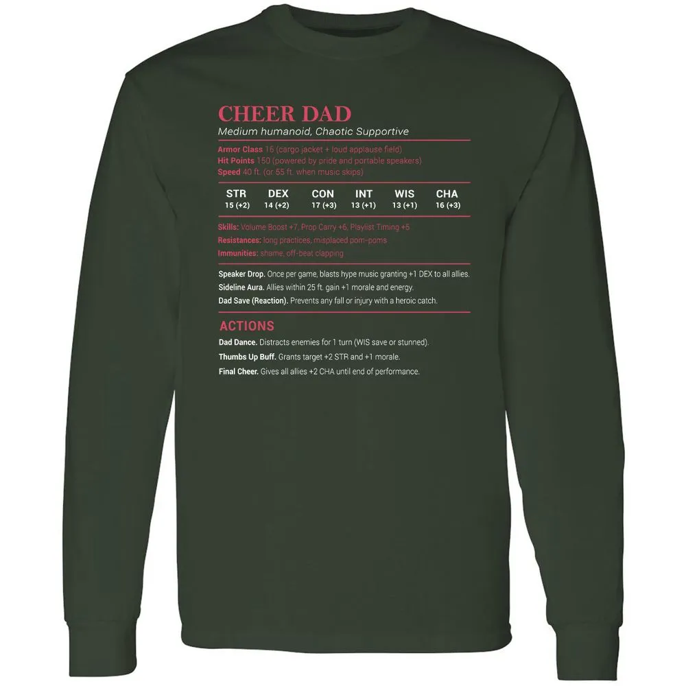 Cheer Dad Long Sleeve T-Shirt - Forest Green - 4
