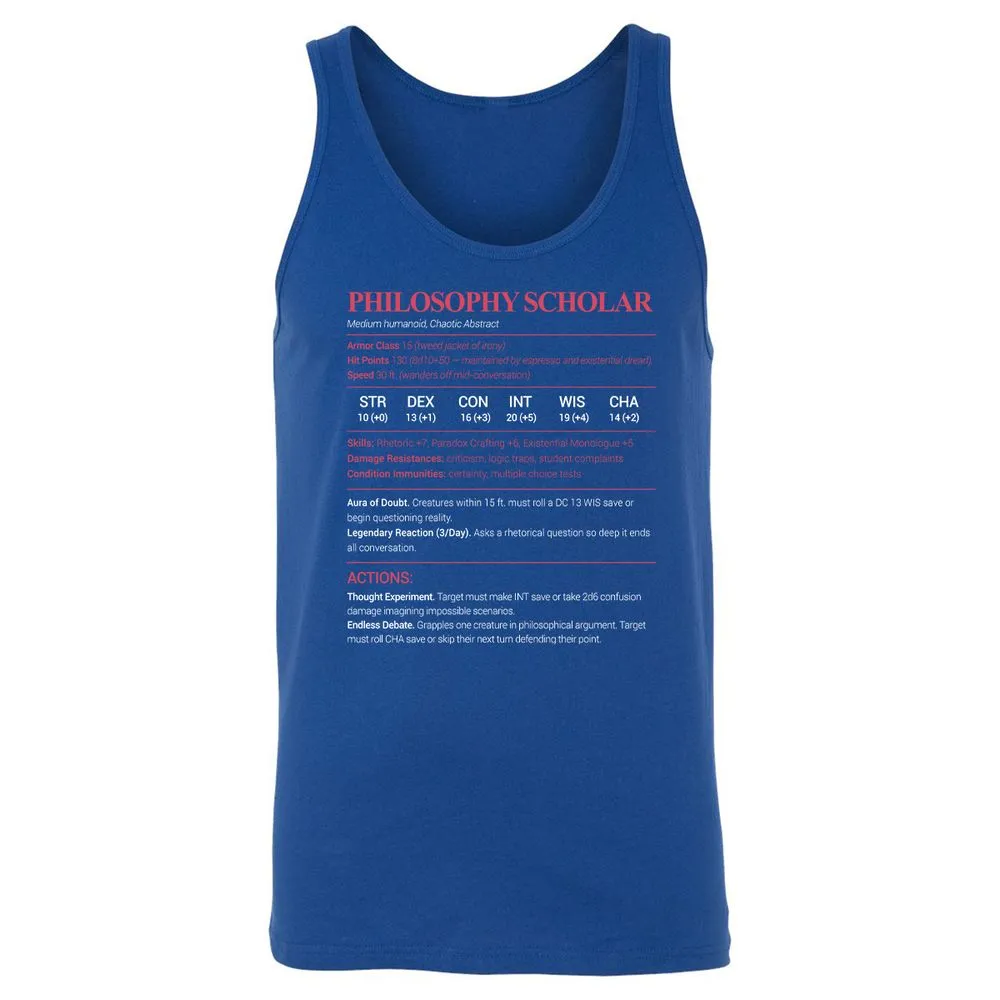 Philosophy Scholar Unisex Jersey Tank - True Royal - 13