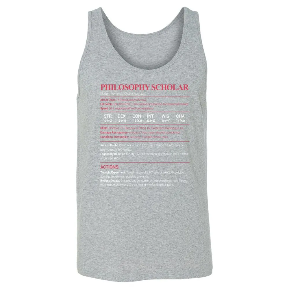 Philosophy Scholar Unisex Jersey Tank - Athletic Heather - 4