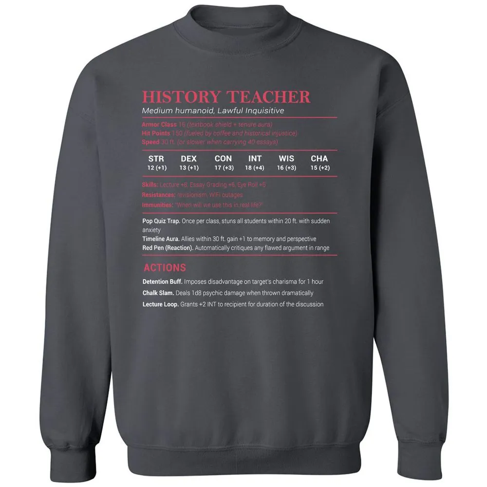 History Teacher Classic Unisex Sweatshirt - Charcoal - 7