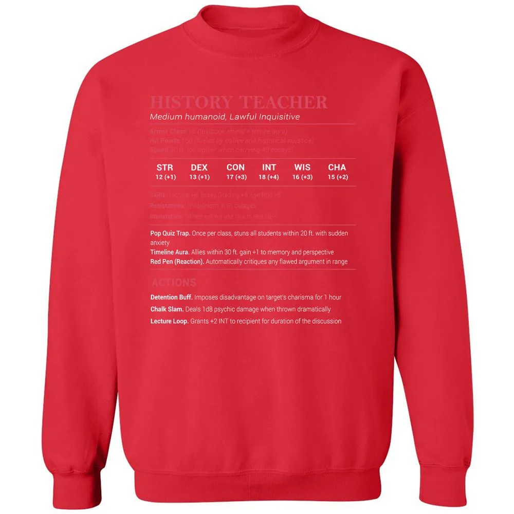 History Teacher Classic Unisex Sweatshirt - Red - 5