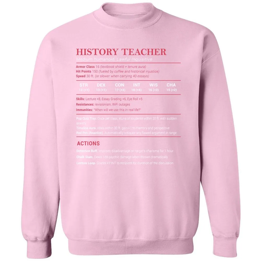 History Teacher Classic Unisex Sweatshirt - Light Pink - 3