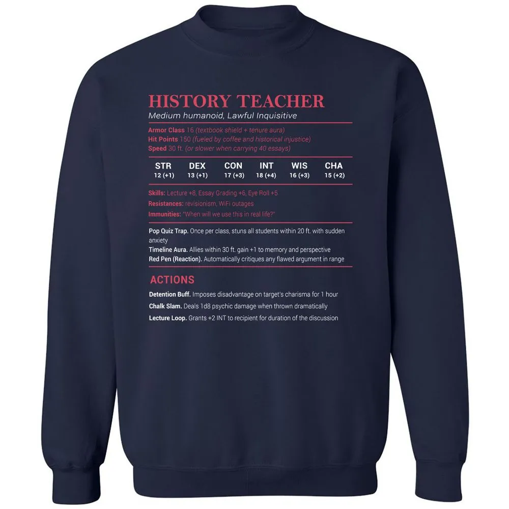 History Teacher Classic Unisex Sweatshirt - Navy - 2