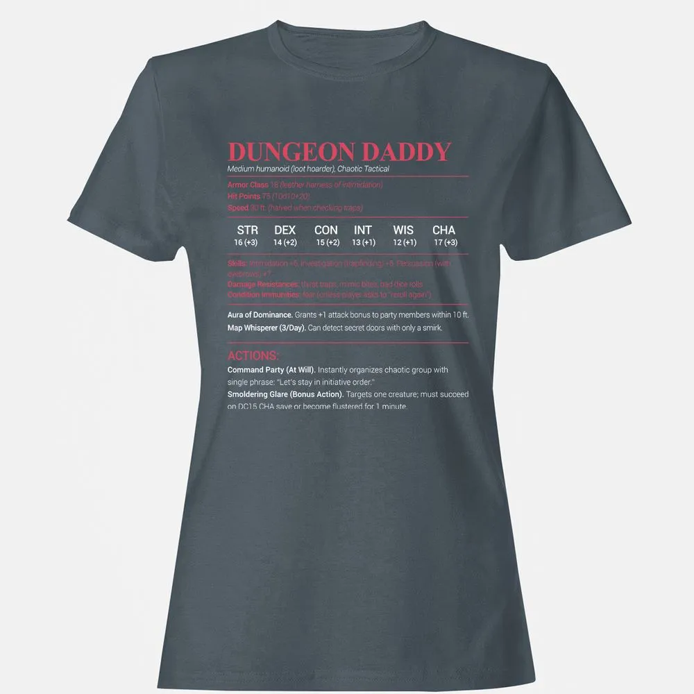 Dungeon Daddy Stats Women's T-Shirt - Charcoal - 3
