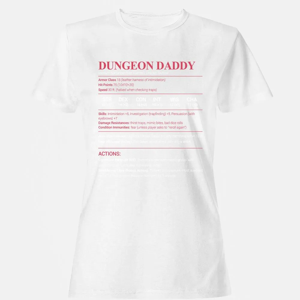 Dungeon Daddy Stats Women's T-Shirt - White - 16