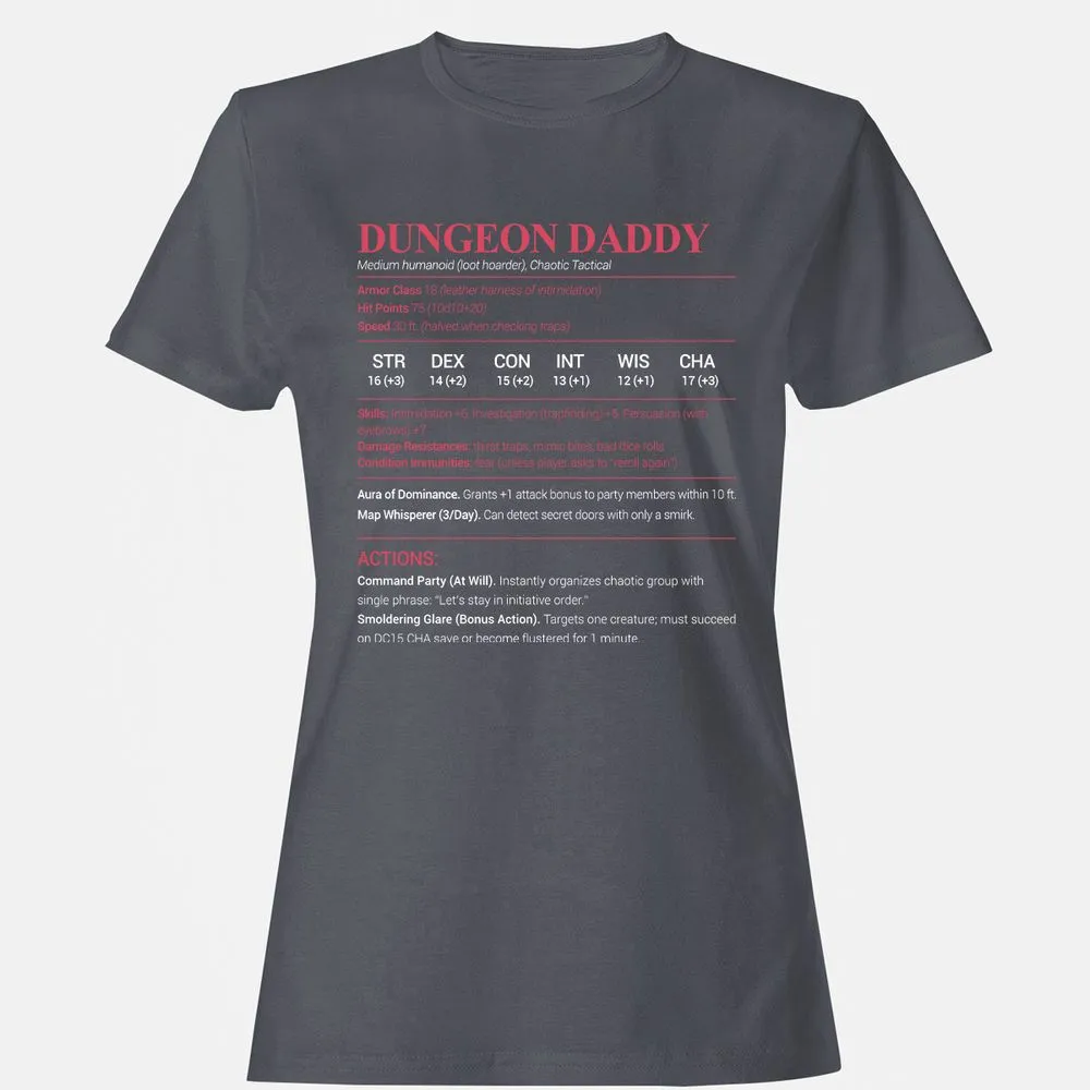 Dungeon Daddy Stats Women's T-Shirt - Dark Heather - 5