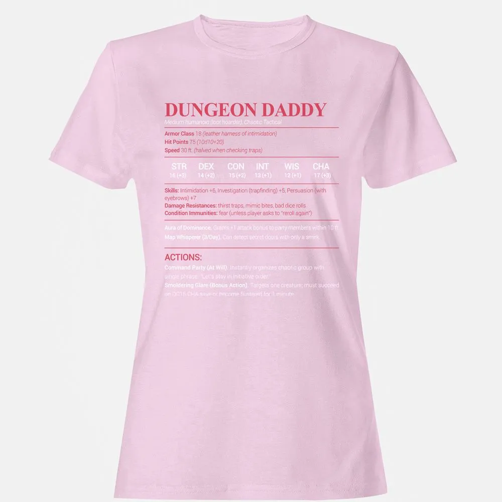 Dungeon Daddy Stats Women's T-Shirt - Light Pink - 9