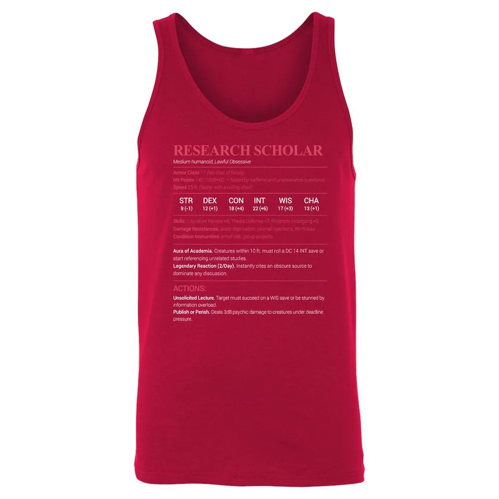 Research Scholar Unisex Jersey Tank - Red - 11