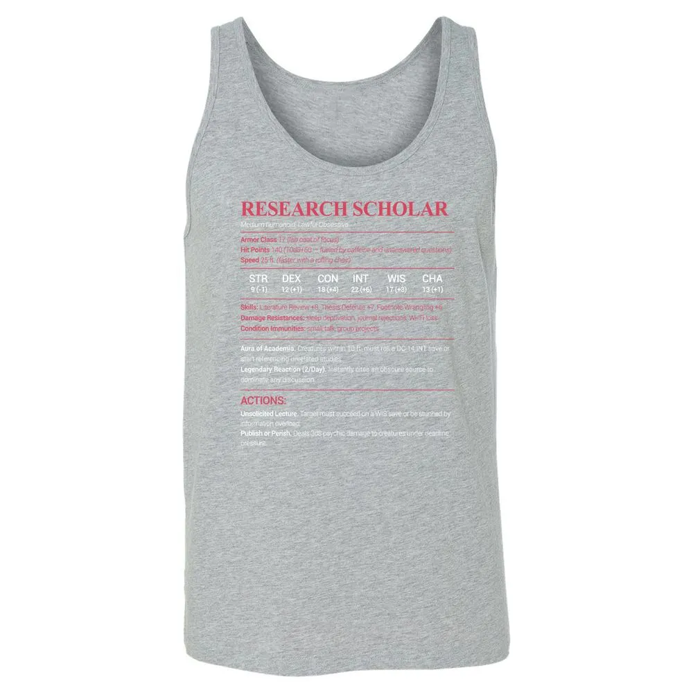 Research Scholar Unisex Jersey Tank - Athletic Heather - 4
