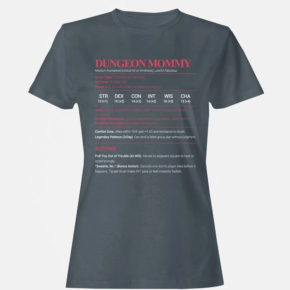 Dungeon Mommy Stats Women's T-Shirt - Charcoal - 3
