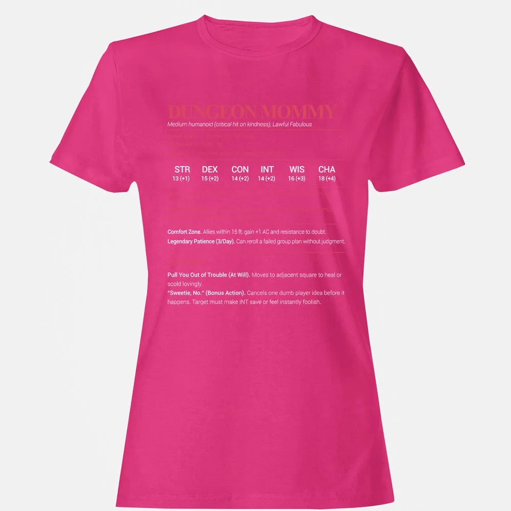 Dungeon Mommy Stats Women's T-Shirt - Heliconia - 6