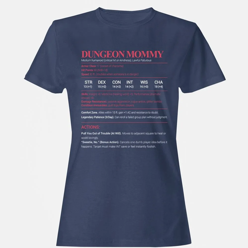 Dungeon Mommy Stats Women's T-Shirt - Navy - 10
