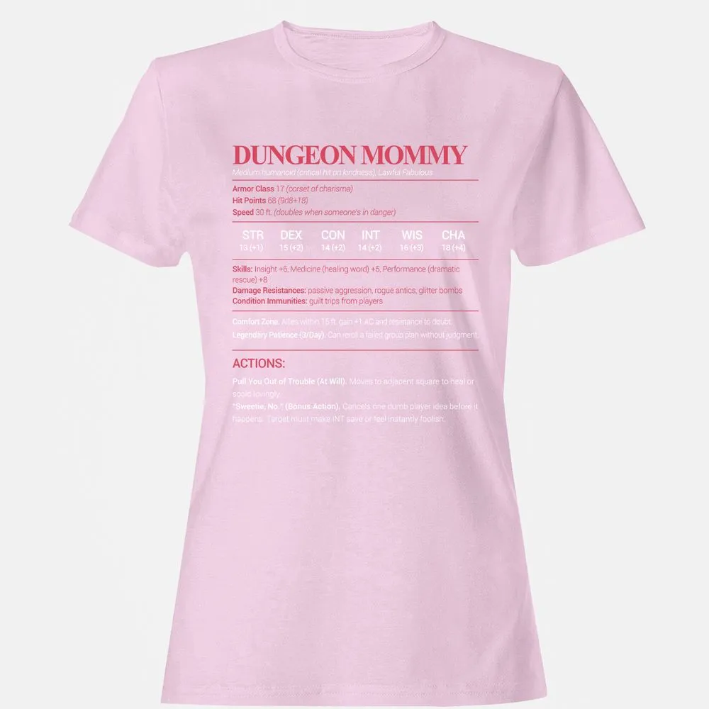 Dungeon Mommy Stats Women's T-Shirt - Light Pink - 9